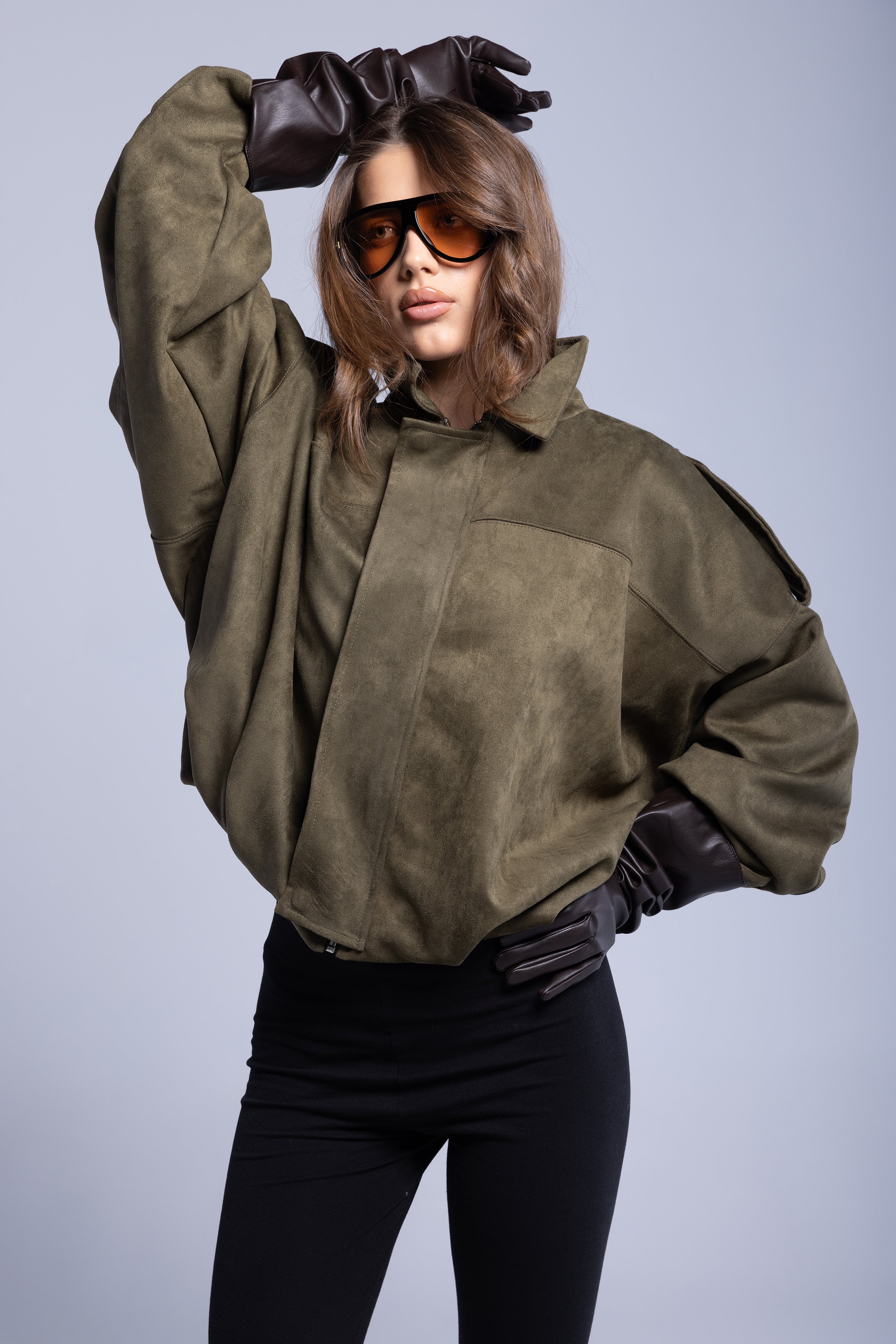 Oversized SUEDE BOMBER JACKET